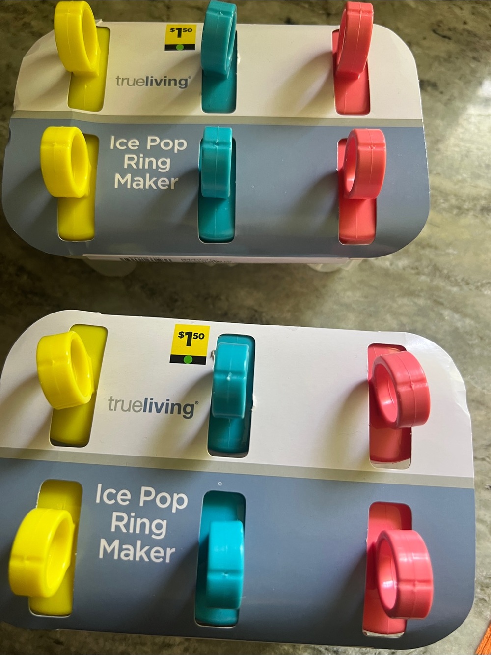 trueliving Ice Pop Ring Maker – Yellow, Teal, Pink Set